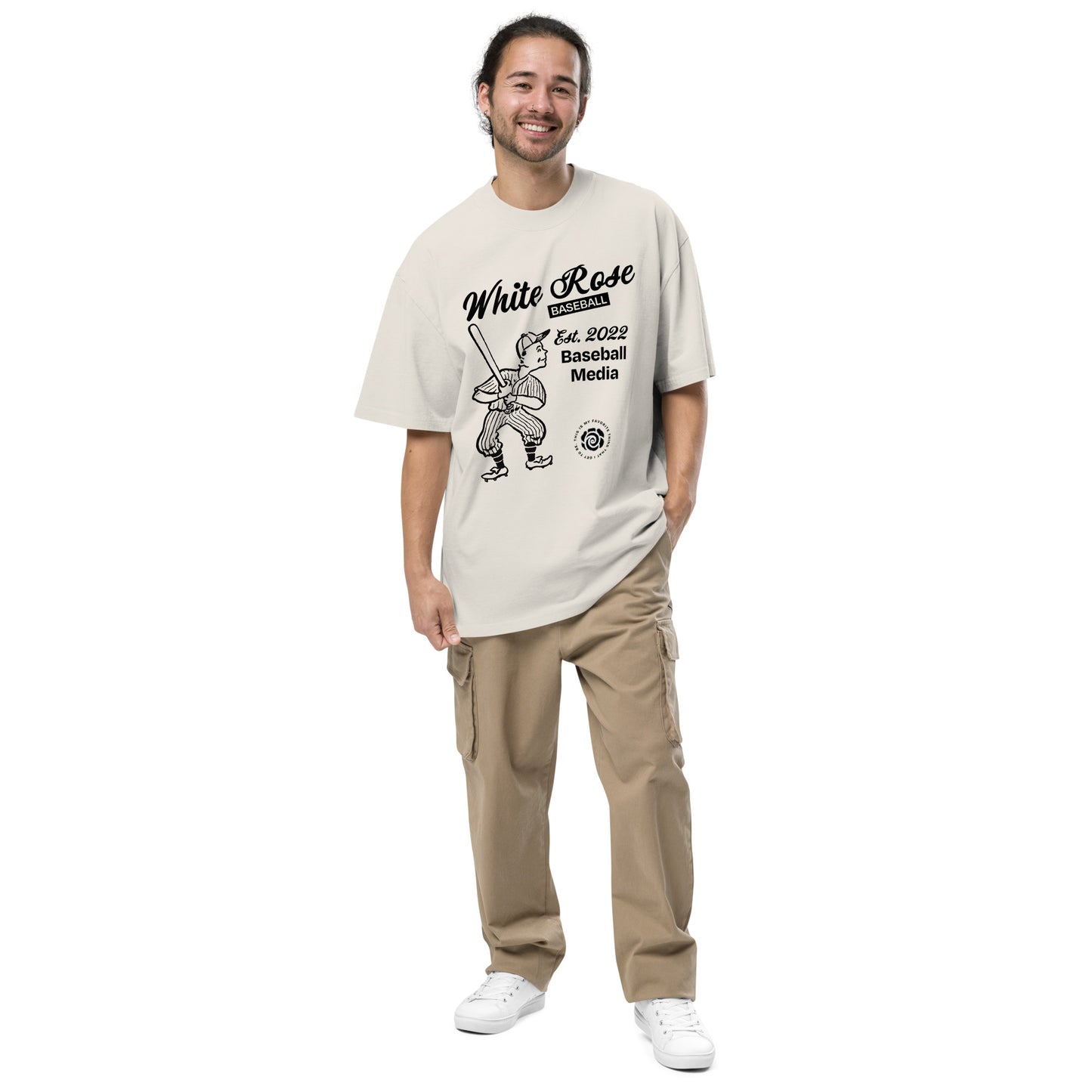 White Rose Vintage Oversized faded t-shirt