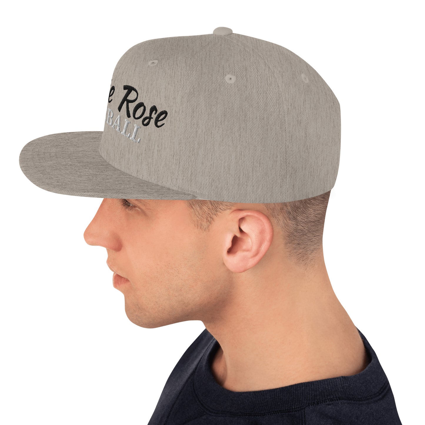 White Rose Text Snapback Hat