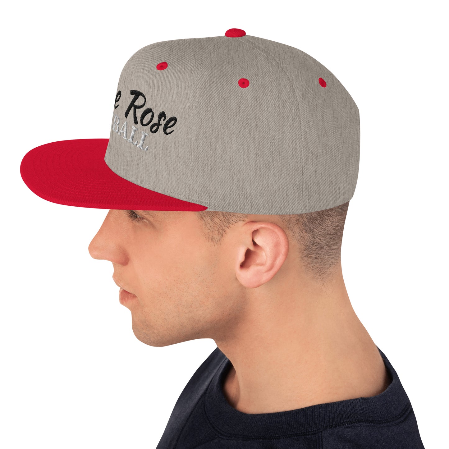 White Rose Text Snapback Hat