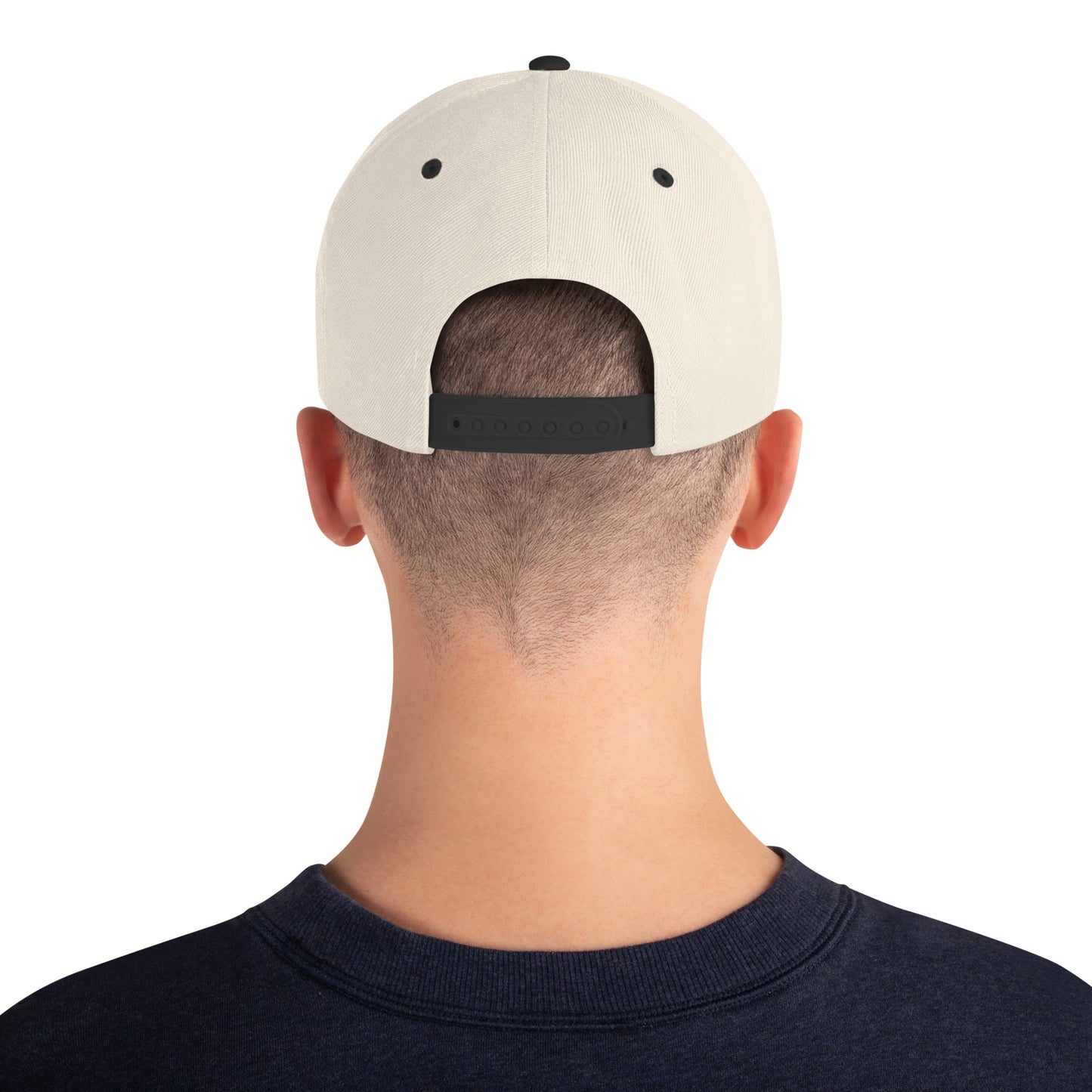 White Rose Text Snapback Hat